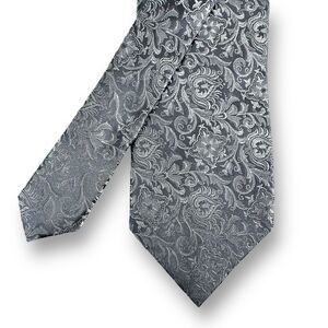 Michael‎ Irvin 88 Men's Silver Gray Paisley Necktie 100% Silk Dressy Semi Formal